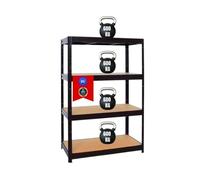 PROREGAL Étagère Charge Lourde Dino | HxLxP 180x120x60cm | 600kg par Niveau | Noir | Étagère Robuste de Garage, Atelier, Cave, sous-Sol, Stockage, Rangement, Rayonnage