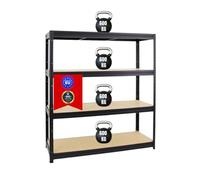 PROREGAL Étagère Charge Lourde Dino | HxLxP 180x160x60cm | 600kg par Niveau | Noir | Étagère Robuste de Garage, Atelier, Cave, sous-Sol, Stockage, Rangement, Rayonnage