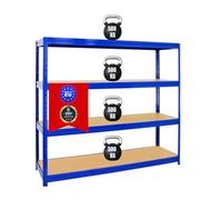 PROREGAL Étagère Charge Lourde Dino | HxLxP 180x180x60cm | 500kg par Niveau | Bleu | Étagère Robuste de Garage, Atelier, Cave, sous-Sol, Stockage, Rangement, Rayonnage