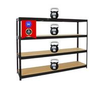 PROREGAL Étagère Charge Lourde Dino | HxLxP 180x240x60cm | 450kg par Niveau | Noir | Étagère Robuste de Garage, Atelier, Cave, sous-Sol, Stockage, Rangement, Rayonnage