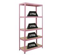 PROREGAL Étagère Charge Lourde Pink Lady | HxLxP 180x90x40cm| Capacité de Charge 175kg | 5 Niveaux | Pink