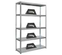 PROREGAL Étagère Charge Lourde Steel Eagle | HxLxP 180x120x40cm | 130kg par Niveau | Galvanisé | Étagère Robuste de Garage, Atelier, Cave, sous-Sol, Stockage, Rangement, Rayonnage