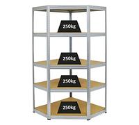 PROREGAL Étagère d'angle Charge Lourde Slim Elephant | HxLxP 180x90x45cm | 250kg par Niveau | Galvanisé | Étagère d'angle pour Garage, Atelier, Cave, sous-Sol, Stockage, Rangement, Rayonnage