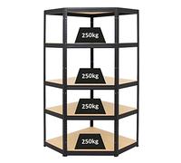 PROREGAL Étagère d'angle Charge Lourde Slim Elephant | HxLxP 180x90x45cm | 250kg par Niveau | Noir | Étagère d'angle pour Garage, Atelier, Cave, sous-Sol, Stockage, Rangement, Rayonnage