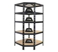 PROREGAL Étagère d'angle Tiger Black HxLxP 180x90x60 cm Charge de l'étagère 175 kg à Charge Lourde, Rangement, en métal sans boulons