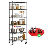 PROREGAL Étagère grillagée Hades avec roulettes & 6 tablettes grillagées HxLxP 160x60x40cm Charge par Tablette 75 kg métal Noir étagère Filaire