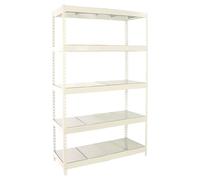 PROREGAL Étagère pour Charges Lourdes BIG Metal Yeti Five | HxLxP 200x120x75cm | 400kg par Niveau | Blanc | Étagère de Garage, étagère de Rangement, rayonnage