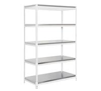 PROREGAL Étagère pour Charges Lourdes Metal Yeti Light Five | HxLxP 200x100x60cm | 300kg par Niveau | Blanc | Étagère de Garage, étagère de Rangement, rayonnage