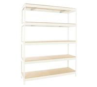 PROREGAL Étagère pour Charges Lourdes Wood Beast Five | HxLxP 200x240x90cm | 400kg par Niveau | Blanc | Étagère de Garage, étagère de Rangement, rayonnage