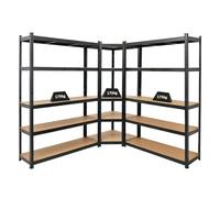 PROREGAL Mega Deal 1x étagère d'angle et 2X étagère Robuste Ragnar | HxLxP 180x190x40cm | Charge du Compartiment 175kg | Noir | Étagère de Garage, étagère de Cave