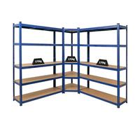 PROREGAL Mega Deal 1x étagère d'angle et 2X étagère Robuste Ragnar | HxLxP 180x190x40cm | Charge du Compartiment 175kg | Bleu | Étagère de Garage, étagère de Cave