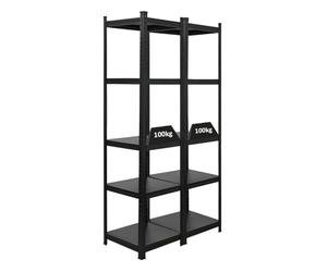 PROREGAL Mega Deal 2X All Black Series étagère pour Charges Lourdes Ragnar | HxLxP 180x45x45cm | Capacité de Charge 100kg | Noir Mat