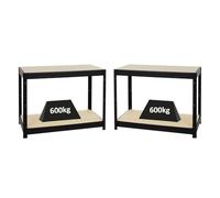 PROREGAL Mega Deal 2X Etabli Dino réglable en Hauteur | HxLxP 90x120x60cm | Capacité de Charge 600kg | Noir | Etabli d’Atelier, Table de Travail & Bricolage