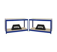 PROREGAL Mega Deal 2X Etabli Dino réglable en Hauteur | HxLxP 90x160x60cm | Capacité de Charge 600kg | Bleu | Etabli d’Atelier, Table de Travail & Bricolage