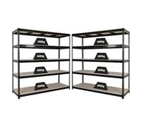 PROREGAL Mega Deal 2X étagère Charge Lourde Bison | HxLxP 200x180x60cm | 5 Niveaux | Charge du Compartiment 600kg | Noir | Étagère Robuste de Garage, Atelier, Cave, sous-Sol, Stockage, Rangement