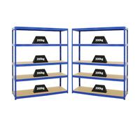 PROREGAL Mega Deal 2X Étagère Charge Lourde Giant Elephant | HxLxP 180x150x45cm | 200kg par Niveau | Bleu | Lot d'étagères Robustes de Garage, Atelier, Cave, sous-Sol, Stockage, Rangement