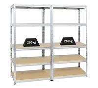 PROREGAL Mega Deal 2X Étagère Charge Lourde Tiger | HxLxP 180x90x60cm | 265kg par Niveau | Galvanisé | Étagère Robuste de Garage, Atelier, Cave, sous-Sol, Stockage, Rangement, rayonnage