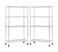 PROREGAL Mega Deal 2X étagère grillagée Hades avec roulettes & 4 tablettes grillagées HxLxP 160x90x40cm Charge par Tablette 75 kg métal Argent chromé étagère en métal étagère Filaire
