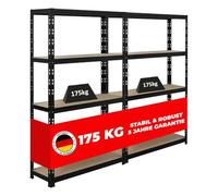 PROREGAL Mega Deal | 2X Étagère pour Charges Lourdes Apollo | HxLxP 150x90x30 cm | Charge Max. 175kg | Noir