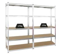 PROREGAL Mega Deal 2X Etagère Robuste Gorilla | HxLxP 200x120x50cm | Capacité de Charge 175kg | Galvanisé | Étagère de Garage, étagère de Rangement, Stockage, rayonnage