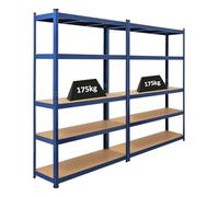 PROREGAL Mega Deal 2X étagère Robuste Ragnar | HxLxP 180x120x40cm | Charge du Compartiment 175kg | Bleu | Étagère de Garage, étagère de Cave