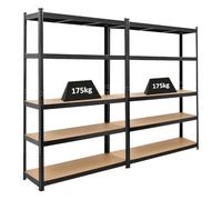 PROREGAL Mega Deal 2X étagère Robuste Ragnar | HxLxP 180x120x40cm | Charge du Compartiment 175kg | Noir | Étagère de Garage, étagère de Cave