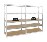 PROREGAL Mega Deal 2X étagère Robuste Ragnar | HxLxP 180x120x60cm | Charge du Compartiment 175kg | Galvanisé | Étagère de Garage, étagère de Cave