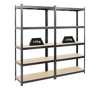 PROREGAL Mega Deal 2X étagère Robuste Ragnar | HxLxP 180x90x40cm | Charge du Compartiment 175kg | Noir | Étagère de Garage, étagère de Cave