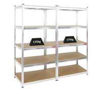 PROREGAL Mega Deal 2X étagère Robuste Ragnar | HxLxP 180x90x60cm | Charge du Compartiment 175kg | Galvanisé | Étagère de Garage, étagère de Cave