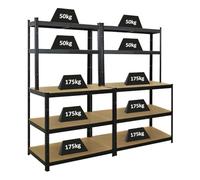 PROREGAL Mega Deal | 2X Profi Établi Giant Beast | HxLxP 180x100x60cm | Capacité de Charge par Tablette 175kg | Noir