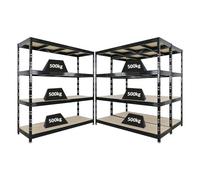PROREGAL Mega Deal | 3 étagères Professionnelles Robustes Rhino | HxLxP 180x200x60 cm | 4 Niveaux en aggloméré de 8 mm | Charge maximale 500 kg | Noir | Étagère de Garage, étagère de Rangement