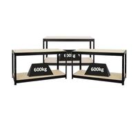 PROREGAL Mega Deal 3X Etabli Dino réglable en Hauteur | HxLxP 90x160x60cm | Capacité de Charge 600kg | Noir | Etabli d’Atelier, Table de Travail & Bricolage