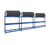 PROREGAL Mega Deal 3X Étagère à pneus Tiger XL | HxLxP 200x180x45cm | Charge Max. 300kg | Jusqu'à 63 pneus | Bleu | Porte-Pneu, Rack à pneus, rayonnage, Stockage, Rangement, Support, Atelier, Garage