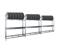 PROREGAL Mega Deal 3X Étagère à pneus Tiger XL | HxLxP 200x180x45cm | Charge Max. 300kg | Jusqu'à 63 pneus | Galvanisé | Porte-Pneu, Rack à pneus, rayonnage, Stockage, Rangement, Support, Atelier