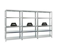 PROREGAL Mega Deal 3x Étagère charge lourde STEEL EAGLE | HxLxP 180x100x40cm | 130kg par niveau | Galvanisé | Lot d'étagères robustes de Garage, Atelier, Cave, sous-sol, Stockage, Rangement, Rayonnage