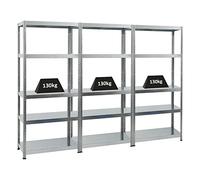 PROREGAL Mega Deal 3X Étagère Charge Lourde Steel Eagle | HxLxP 180x80x40cm | 130kg par Niveau | Galvanisé | Lot d'étagères Robustes de Garage, Atelier, Cave, sous-Sol, Stockage, Rangement, Rayonnage