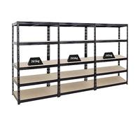 PROREGAL Mega Deal 3X Étagère Charge Lourde Tiger | HxLxP 180x100x60cm | 265kg par Niveau | Noir | Étagère Robuste de Garage, Atelier, Cave, sous-Sol, Stockage, Rangement, rayonnage
