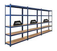 PROREGAL Mega Deal 3X étagère Robuste Ragnar | HxLxP 180x120x40cm | Charge du Compartiment 175kg | Bleu | Étagère de Garage, étagère de Cave