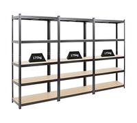 PROREGAL Mega Deal 3X étagère Robuste Ragnar | HxLxP 180x90x40cm | Charge du Compartiment 175kg | Noir | Étagère de Garage, étagère de Cave