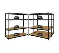 PROREGAL Mega Deal 3X étagères Professionnelles pour Charges Lourdes Giant Elephant 160x150x60cm avec 4 Niveaux Capacité de Charge 200kg Noir