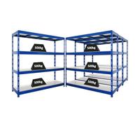 PROREGAL Mega Deal | 4 étagères Professionnelles Robustes Rhino | HxLxP 180x200x60 cm | 4 Niveaux en mélamine 16 mm | Charge maximale 500 kg | Bleu | Étagère de Garage, étagère de Rangement