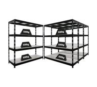 PROREGAL Mega Deal | 4 étagères Professionnelles Robustes Rhino | HxLxP 180x200x60 cm | 4 Niveaux en mélamine 16 mm | Charge maximale 500 kg | Noir | Étagère de Garage, étagère de Rangement