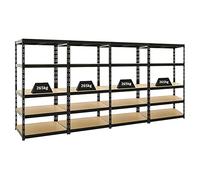 PROREGAL Mega Deal 4X Étagère Charge Lourde Tiger | HxLxP 180x90x60cm | 265kg par Niveau | Noir | Étagère Robuste de Garage, Atelier, Cave, sous-Sol, Stockage, Rangement, rayonnage