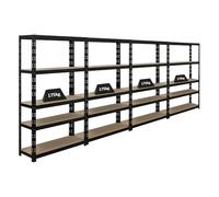 PROREGAL Mega Deal | 4X Étagère pour Charges Lourdes Apollo | HxLxP 150x90x30 cm | Charge Max. 175kg | Noir