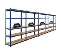 PROREGAL Mega Deal 4X étagère Robuste Ragnar | HxLxP 180x120x40cm | Charge du Compartiment 175kg | Bleu | Étagère de Garage, étagère de Cave