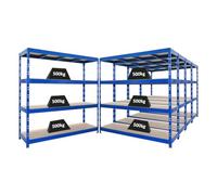 PROREGAL Mega Deal | 5 étagères Professionnelles Robustes Rhino | HxLxP 180x200x60 cm | 4 Niveaux en aggloméré de 16 mm | Charge maximale 500 kg | Bleu | Étagère de Garage, étagère de Rangement