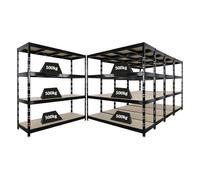 PROREGAL Mega Deal | 5 étagères Professionnelles Robustes Rhino | HxLxP 180x200x60 cm | 4 Niveaux en aggloméré de 16 mm | Charge maximale 500 kg | Noir | Étagère de Garage, étagère de Rangement