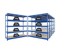 PROREGAL Mega Deal | 5 étagères Professionnelles Robustes Rhino | HxLxP 180x200x60 cm | 5 Niveaux en aggloméré de 8 mm | Charge maximale 500 kg | Bleu | Étagère de Garage, étagère de Rangement