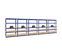 PROREGAL Mega Deal 5X Étagère Charge Lourde BIG Elephant M | HxLxP 180x120x60cm | 250kg par Niveau | Bleu | Lot d'étagères Robustes de Garage, Atelier, Cave, sous-Sol, Stockage, Rangement