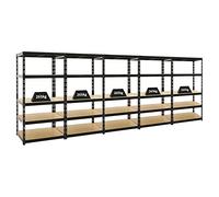 PROREGAL Mega Deal 5X Étagère Charge Lourde Tiger | HxLxP 180x90x60cm | 265kg par Niveau | Noir | Étagère Robuste de Garage, Atelier, Cave, sous-Sol, Stockage, Rangement, rayonnage